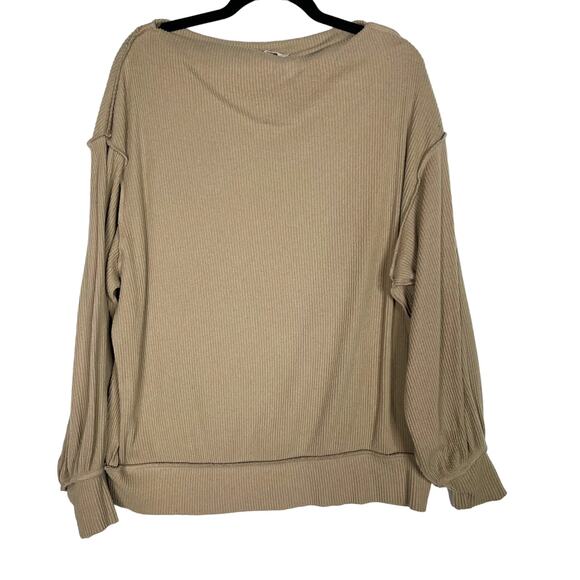 Free People XSmall XS Main Squeeze Hacci Sweater We The Free Ribbed Tan Neutral - Picture 1 of 11